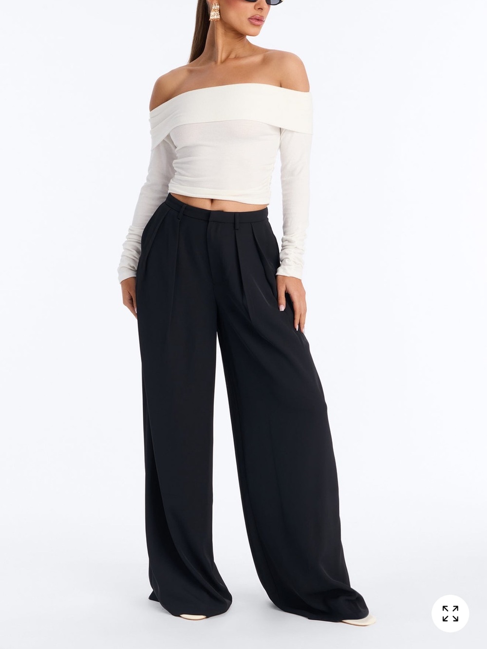 Fashion Nova Black Wide-Leg High-Rise Trousers
